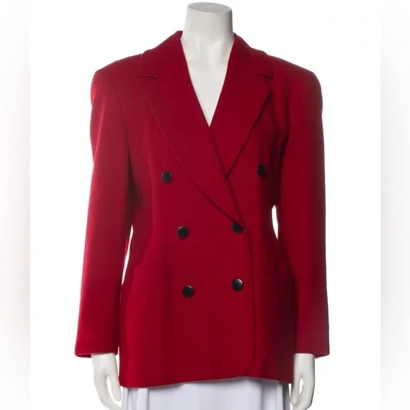 ESCADA BY MARGARETHA LEY  Wool & Cashmere Blazer Jacket in Red Size Small or 6 - Picture 3 of 11